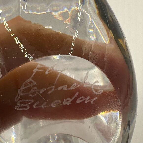 FM KONSTGLAS RONNEBY SWEDEN Vtg  Swan Paperweight Figure Art Glass 3.75” SIGNED - Picture 4 of 5